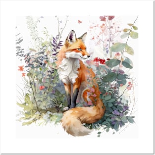 Fox Portrait Animal Painting Wildlife Outdoors Adventure Posters and Art